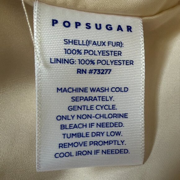 POPSUGAR Ivory Cream Plush Faux Fur Oversized Coat XS - Picture 14 of 16